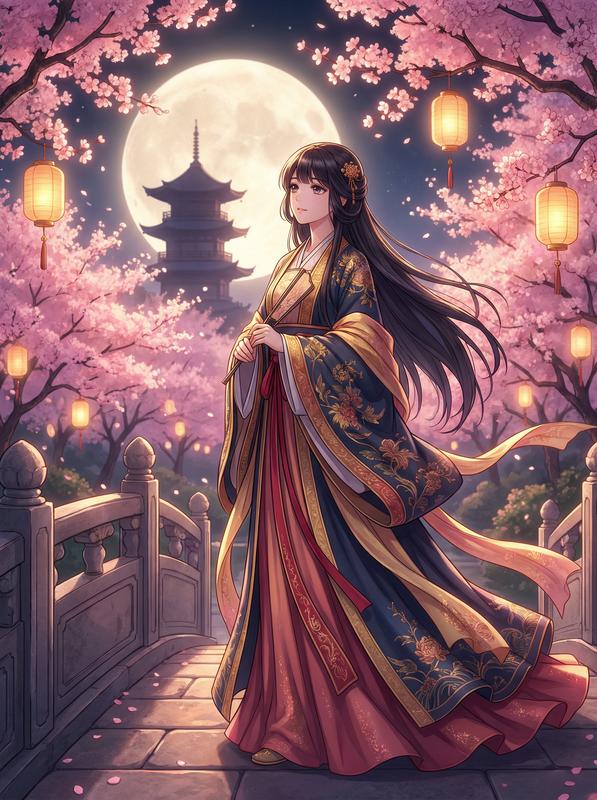 少女萝莉-月下花前古风动漫